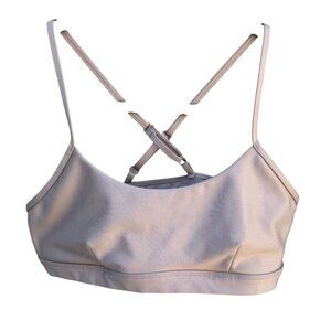 Alo Airlift Womens Beige Stretch Workout Activewear Crisscross Back Sports Bra M